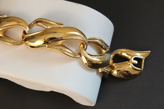 Signed Hubert GIVENCHY  Statement Gold tone Link … - image 6