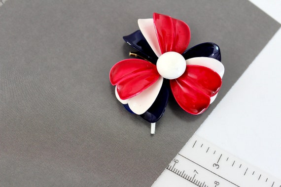 Retro Unsigned Red Blue White Patriotic  Enamel P… - image 3