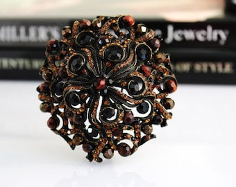 COUTURE Mörk Topas/Svart BARRERA Swarovski KRISTALLBROSCH #642