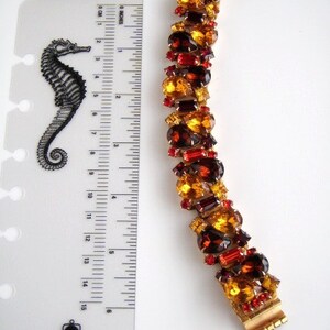 Unsigniertes DeLizza Elster Multicolor orange Braunes Strass Armband #2360