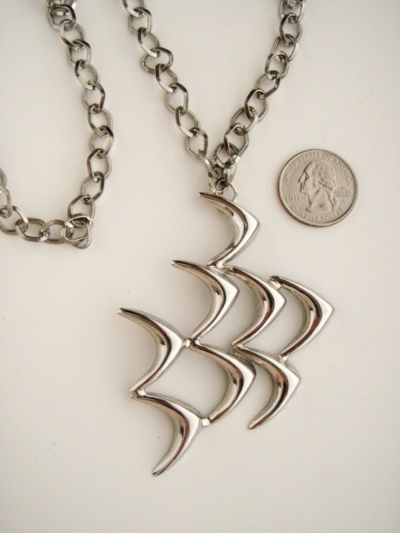 Tortolani  silver tone Modern  design  Necklace/P… - image 2