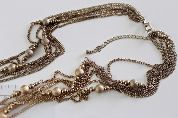 Multi strand  gold tone chain necklace  retro  ch… - image 8