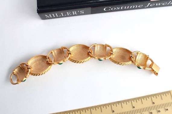 Bold Etruscan  style  Bracelet with Faux  Jade, C… - image 6