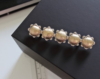 Unsigned Bar brooch  with clear  rhinestones ,  1950s Art Deco  Style Brooch #