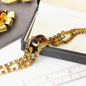 Vintage 1960s era unsigned Topaz crystal bracelet with prong set  Topaz rhinestones - sentimental vintage fall wedding  jewelry.