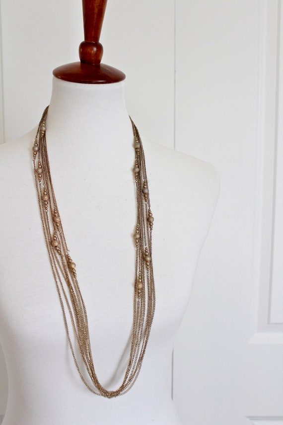 Multi strand  gold tone chain necklace  retro  ch… - image 3