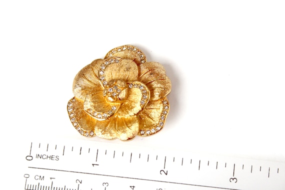 Vintage Dior  Crystal Rose  Flower Brooch/Pin/ Re… - image 3