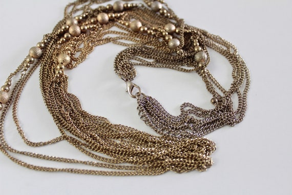 Multi strand  gold tone chain necklace  retro  ch… - image 6