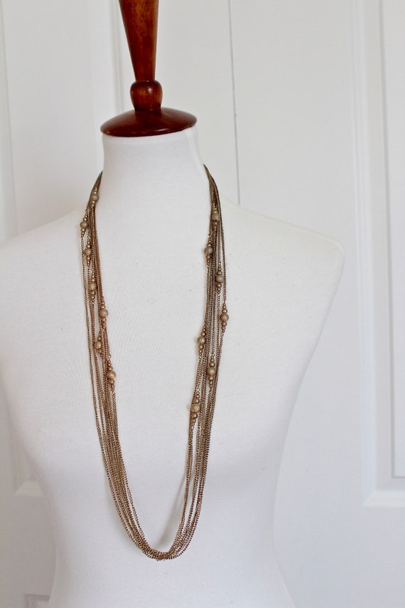 Multi strand  gold tone chain necklace  retro  ch… - image 2