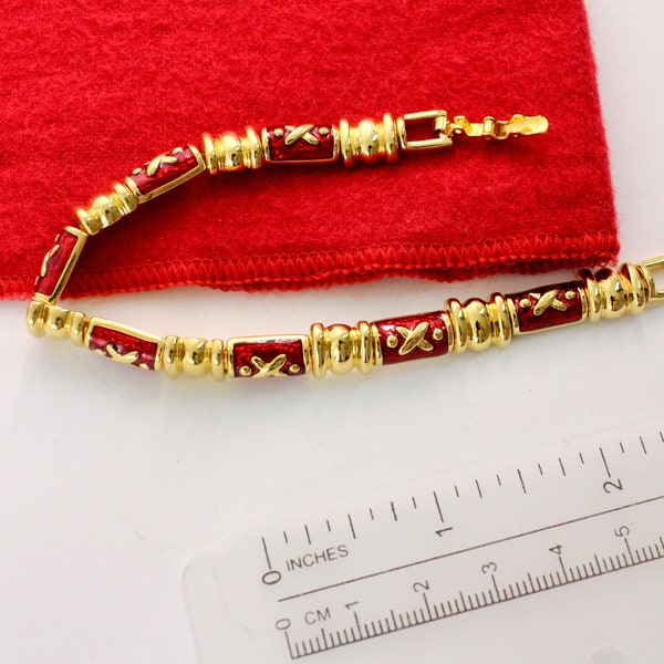 Joan Rivers Classics Collection Red Enamel  Link  Bracelet #2946/1
