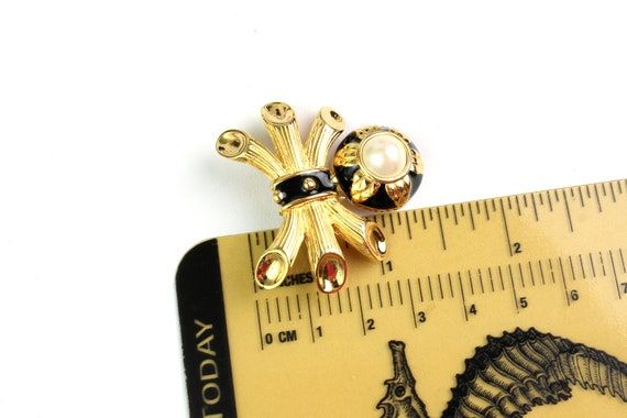Vintage 1990s Fendi Black Enamel & Faux Pearl Brooch # - Etsy