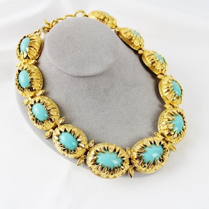 Fab Fendi 18K plated Gold and Turquoise Necklace #2391