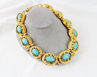 Fab Fendi 18K plated Gold and Turquoise Necklace #2391