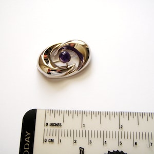 Sterling Silver Sterling silver Modernist Brooch with amethyst cabochon #2319