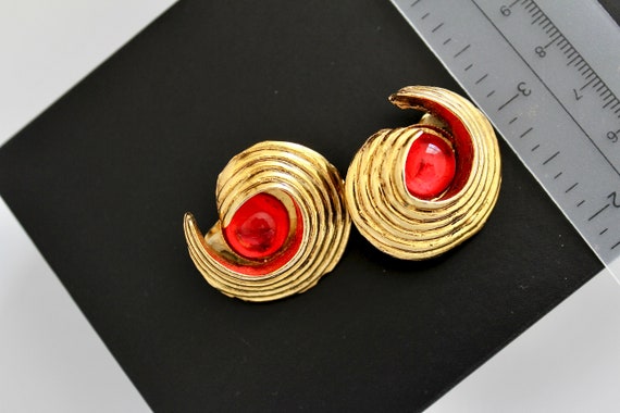 Vintage Mercedes Robirosa Red Glass Earrings Clip on - French  