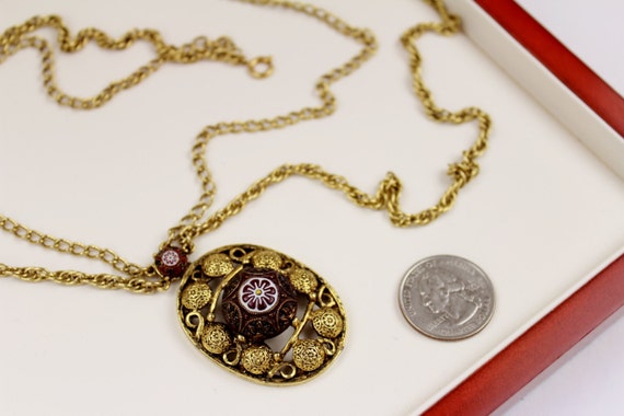 Celebrity Moroccan Mosaic Red Pendant Necklace /Chain #2347