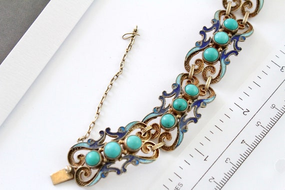 RARE ART Deco Chinese Export Bracelet Lapis Sterl… - image 8