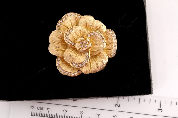 Vintage Dior  Crystal Rose  Flower Brooch/Pin/ Re… - image 6
