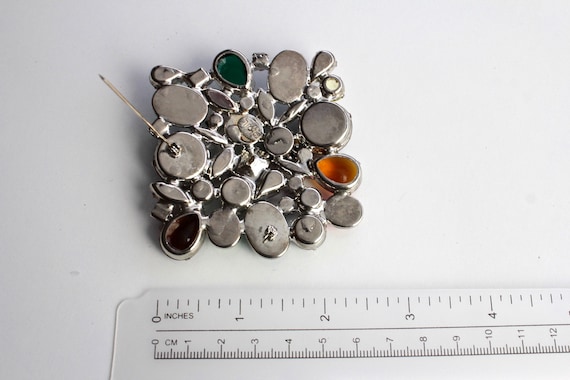 KJL Kenneth Jay Lane Jewel-tone Cabochon Brooch: … - image 8