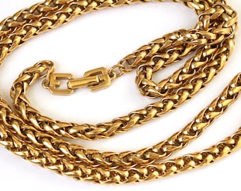 GIVENCHY Vintage Gold Plated Large Twist Chain Necklace - Etsy