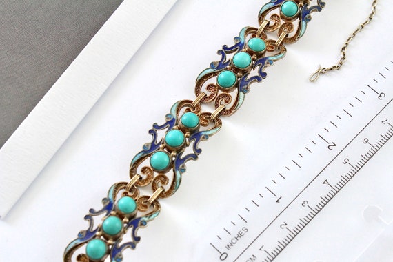 RARE ART Deco Chinese Export Bracelet Lapis Sterl… - image 1