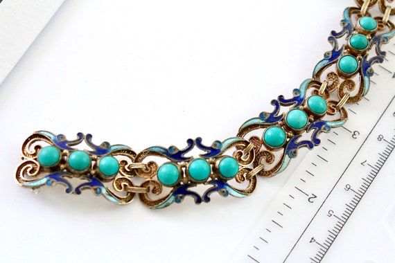 RARE ART Deco Chinese Export Bracelet Lapis Sterl… - image 9