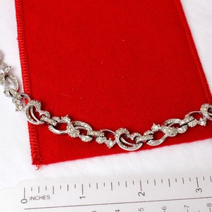 Vintage Pennino  1960s Silver tone Floral   link  Bracelet with crystal rhinestones - Penninorhodium plated bracelet #2694