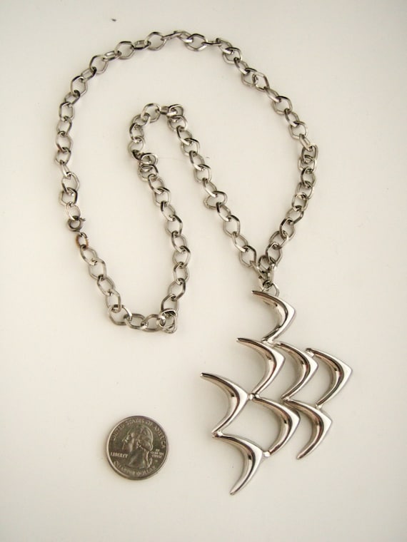 Tortolani  silver tone Modern  design  Necklace/P… - image 1