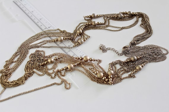 Multi strand  gold tone chain necklace  retro  ch… - image 10