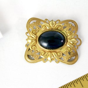 Vintage 1960s signed Miriam Haskell Dark Blue  Glass  Brooch/Pin #