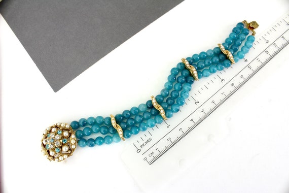Vintage Unsigned  De Mario Style 3 strand  beaded… - image 3
