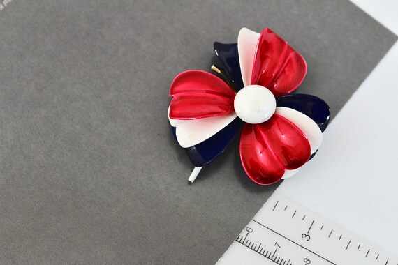 Retro Unsigned Red Blue White Patriotic  Enamel P… - image 2