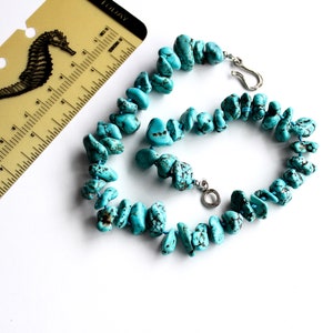 Upcycled   Turquoise  Nuggets  Hand knotted Necklace  #2006