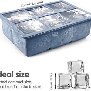 Stackable Silicone Ice Cube Trays with Lids | Large Square Cubes (Set of 2)