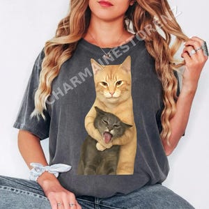 Cat Quarrel Moment Graphic Digital File, Graphic PNG for Cat Lovers, Vintage Kitty PNG, Cool Casual Cat PNG image 3