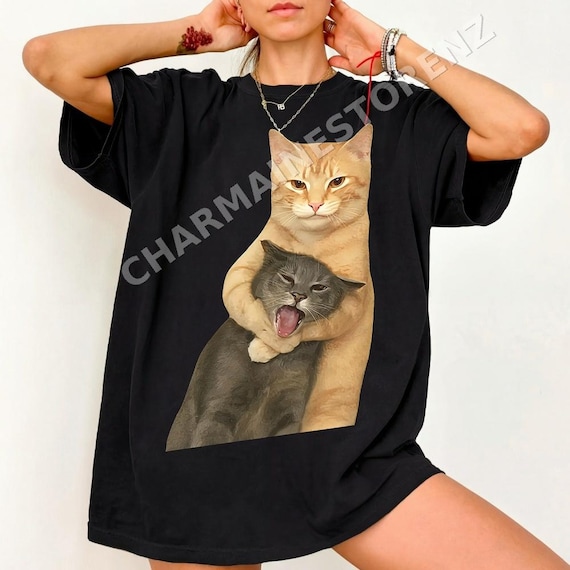Cat Quarrel Moment Graphic Digital File, Graphic PNG for Cat Lovers, Vintage Kitty PNG, Cool Casual Cat PNG