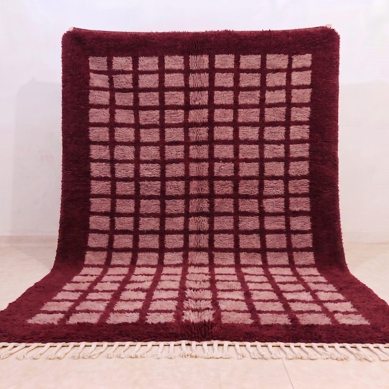 Checkered Burgundy Rug - Etsy