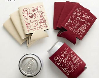 Personalized Wild Wild Wife Bachelorette Can Cooler, Western Bride Cowgirl Bach Beer Sleeve, Nashville Bridal Shower Decor