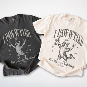 Gepersonaliseerde T-shirts voor de bruiloft met kattenmotief, cadeaus voor de bruiloftsgasten, bedankjes voor de bruidsmeisjes, cadeau voor de pasgetrouwden, bijpassend T-shirt voor de aanstaande bruid