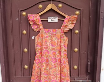 Handmade Women Cotton Midi Dress, Pockets, Summer Wear