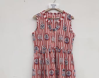 Handmade Cotton Gauze Midi Dress | Floral Sleeveless Summer Dress