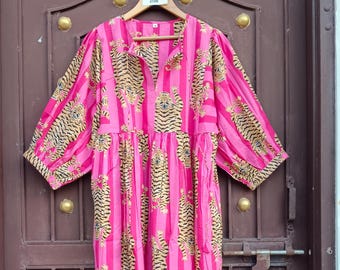 Handmade Cotton Midi Dress, Pockets, Summer Wear