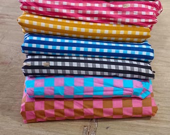 Hand Block Print Cotton check Fabric: Floral Sewing Material By The Yard