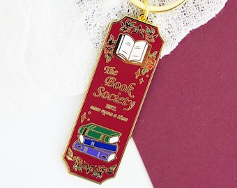 Book Society Hart Emaille Schlüsselanhänger Vergoldet - Dunkel