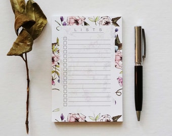 Floral To-Do List Notepad, Memo Pad, Grocery List Notepad