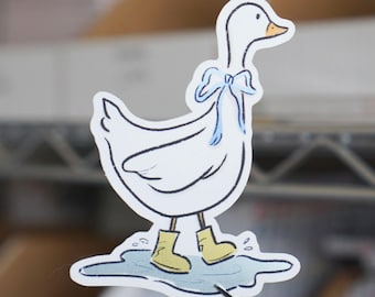 Regnerischer Tag Gans in Stiefeln Matt Aufkleber mit Spiegeldetails