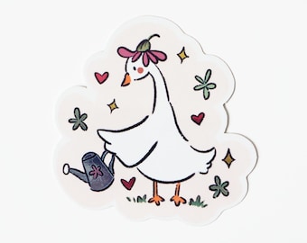 Gartening Goose Aufkleber, glänzender Vinyl Spiegel Detail Aufkleber