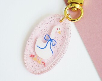 Sweet Gosling, Small Pink Glitter Acrylic Keychain