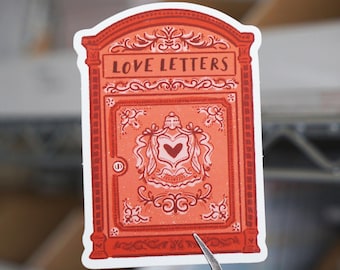 Rote Liebesbriefe Vintage Mailbox Matt Aufkleber