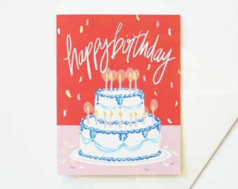 Konfetti Kuchen alles Gute zum Geburtstag, leere Karte, A2-Größe Karte